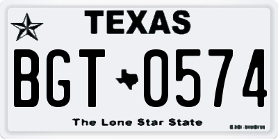 TX license plate BGT0574