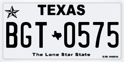 TX license plate BGT0575