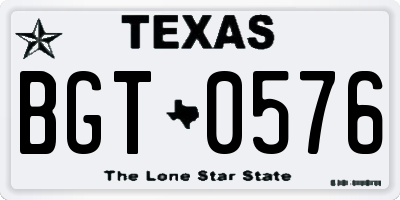 TX license plate BGT0576