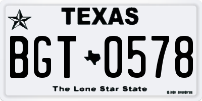 TX license plate BGT0578