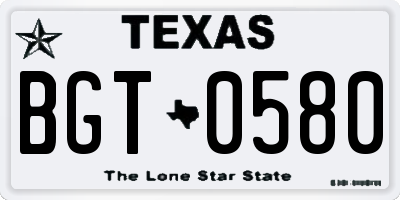 TX license plate BGT0580
