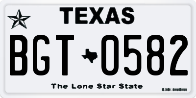 TX license plate BGT0582