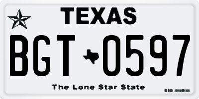 TX license plate BGT0597