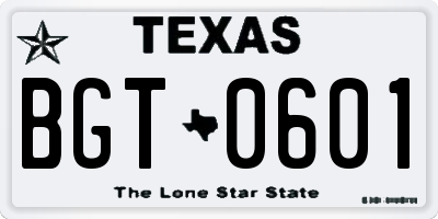 TX license plate BGT0601