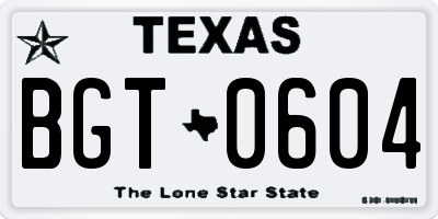 TX license plate BGT0604