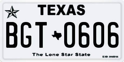 TX license plate BGT0606