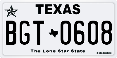 TX license plate BGT0608