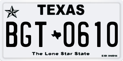 TX license plate BGT0610