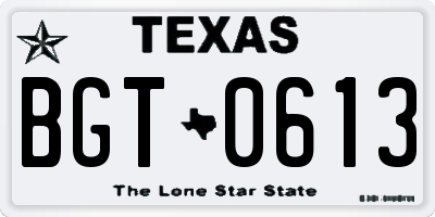 TX license plate BGT0613