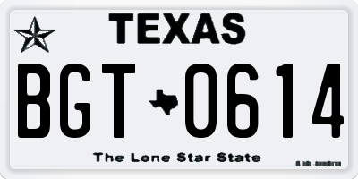 TX license plate BGT0614
