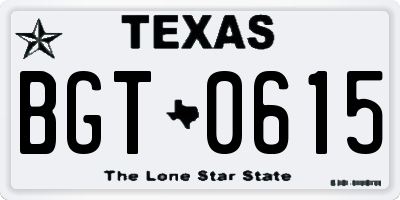 TX license plate BGT0615