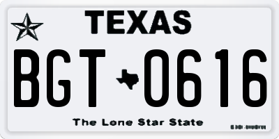 TX license plate BGT0616
