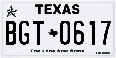 TX license plate BGT0617