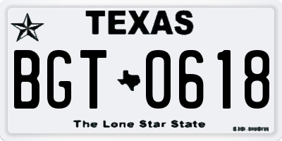 TX license plate BGT0618