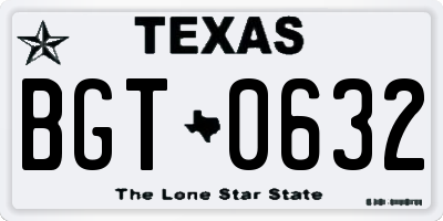 TX license plate BGT0632