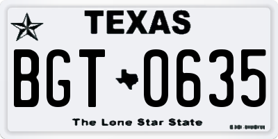 TX license plate BGT0635