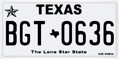 TX license plate BGT0636