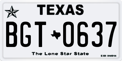 TX license plate BGT0637