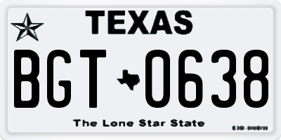 TX license plate BGT0638