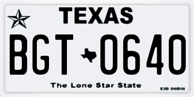 TX license plate BGT0640