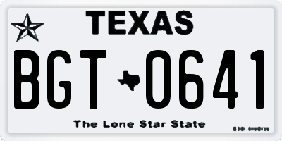 TX license plate BGT0641