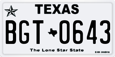 TX license plate BGT0643