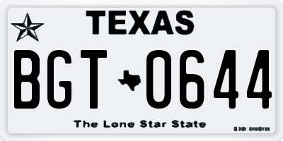 TX license plate BGT0644