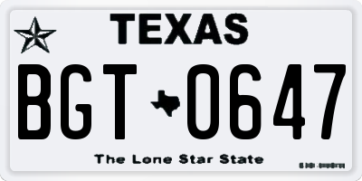 TX license plate BGT0647