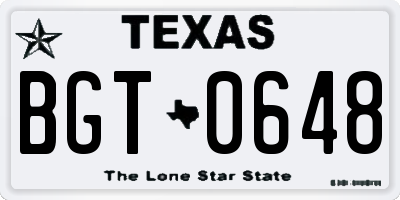TX license plate BGT0648