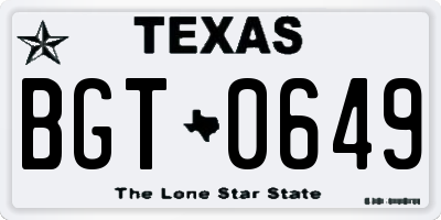 TX license plate BGT0649