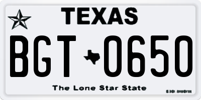 TX license plate BGT0650