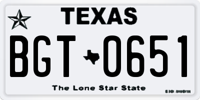 TX license plate BGT0651