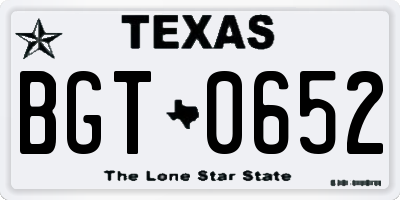 TX license plate BGT0652