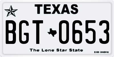 TX license plate BGT0653