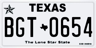 TX license plate BGT0654