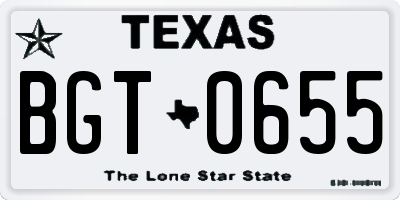 TX license plate BGT0655