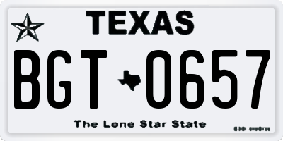 TX license plate BGT0657
