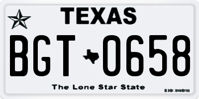 TX license plate BGT0658