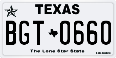 TX license plate BGT0660