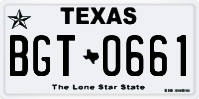 TX license plate BGT0661