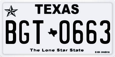 TX license plate BGT0663