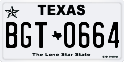 TX license plate BGT0664