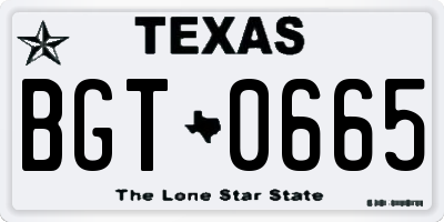 TX license plate BGT0665
