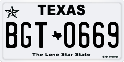 TX license plate BGT0669