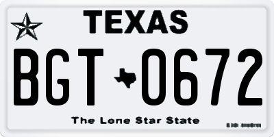 TX license plate BGT0672
