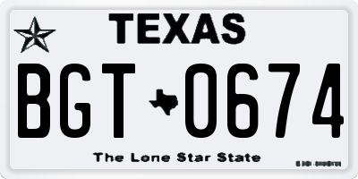 TX license plate BGT0674