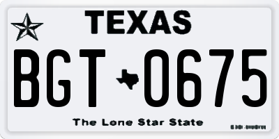TX license plate BGT0675