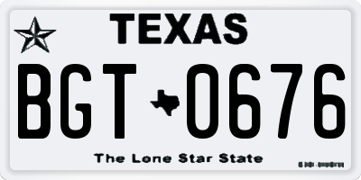 TX license plate BGT0676