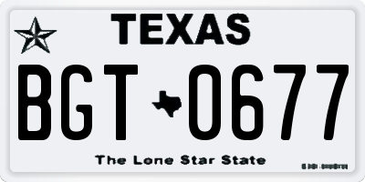 TX license plate BGT0677