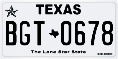 TX license plate BGT0678